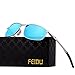 FEIDU Polarized Sport Mens Sunglasses HD Lens Metal Frame Driving Shades FD 9005 (Blue/Silver, 2.24)