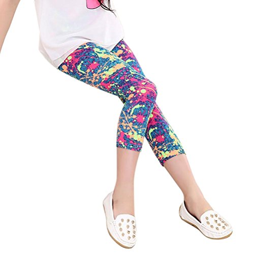 image for TLoowy Girls Active Capris Leggings Baby Toddler Kid Floral Print Comf