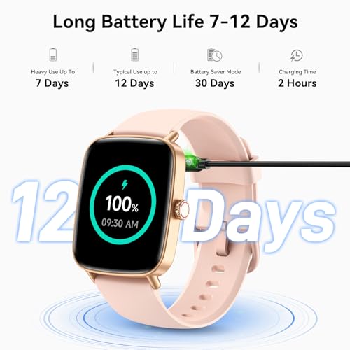 Smart Watch for Women, 1.85" HD AMOLED Fitness Tracker (Answer/Call) with 24/7 Heart Rate/Sleep/SpO2 Monitor for iPhone & Android, 120+ Sports Modes Smartwatch with IP68 Waterproof, 2 Bands