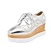 Latasa Women's Fashion Star Square-toe Lace-up Platform Wedge Oxford Shoes