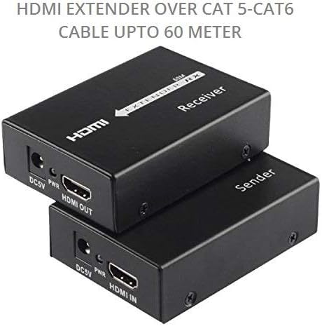 Famous Quality IT HDMI Metal 60 m Extender, Transmitter, Sender and Receiver over Cat5/Cat6 with Power Adapter 60 m Supports 3D and Full HD1080p for TV