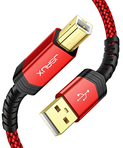 JSAUX Printer Cable, USB Printer Cable Type A Male to B Male Scanner Cord USB B Cable High Speed for HP, Canon, Epson, Dell, Brother, Lexmark, Xerox, Samsung etc (6.6 Feet)