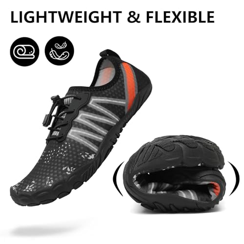MISHANSHA LIGHTWEIGHT AQUA SHOES FOR MEN BREATHABLE BAREFOOT SHOES WOMEN OUTDOOR BEACH POOL SPORT QUICK DRY MENS SWIMMING SHOES BLACK SIZE 9 WOMEN/7 MEN