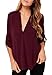 DEARCASE Women's Plus Size V-Neck Cuffed Sleeve Blouse Shirts Tops