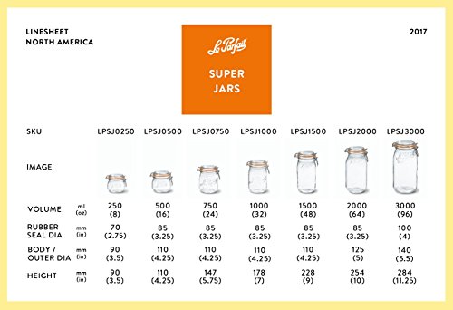 8 Le Parfait Super Jars - Wide Mouth French Glass Preserving Jars - Zero Waste Packaging (8, 250ml - 8oz - Half Pint) - Thumbnail 3
