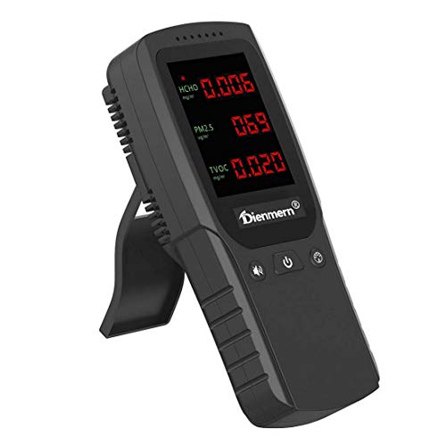 GuDoQi Indoor Air Quality Monitor USB Rechargeable Detector Accurate For HCHO/PM2.5/TVOC Multi Tester With Time Laser Sensor Alarm For Home Office Car