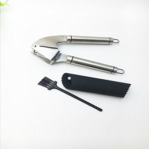 Koncle Garlic Press Set - 100% Stainless Steel Garlic Mincer - Silicone Tube Roller peeler - Cleaning Brush
