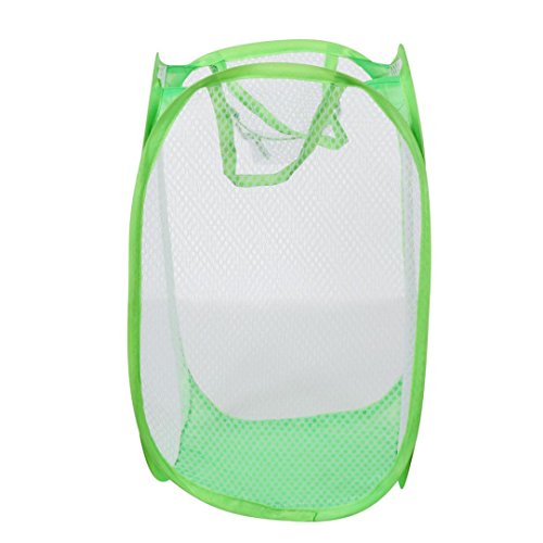 Clearance Deal! Hot Sale! Laundry Clothes Basket Storage Basket, Fitfulvan Foldable Pop Up Washing Laundry Basket Bag Hamper Mesh Storage (Green)