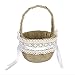 Tinksky Burlap Flower Basket for Wedding Ceremony Party - Delicate Lace Ribbon Decorated