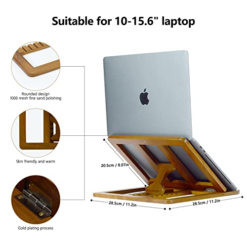 MultiAngle Adjustable Height Wood Foldable Laptop Stand Holder Riser