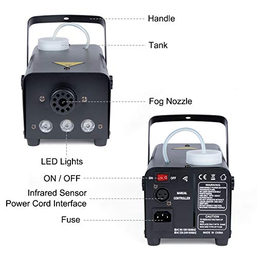 【2019 Upgraded】Fog Machine with Lights,Wireless Remote Control MOMSIV Portable Smoke Machine with Colorful LED Lights for Christmas,Holidays,Parties,Weddings,Halloween (500W) - Thumbnail 2