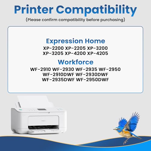 Jhaan Ink Cartridges Compatible with Epson XP 2200 Ink Cartridges for Epson Expression Home XP-2200 XP-2205 XP-3200 XP-4200 Workforce WF 2910DW 2930DWF (Pack of 10)