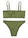SweatyRocks Women's Sexy Bikini Set Removable Strap Wrap Padding Ribbed Swimwear Set Green M
