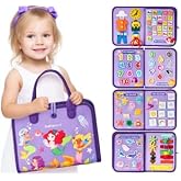 hahaland Busy Board Montessori Toys 3 Year Old Girl Gifts 3rd Bithday Idea | 8 in 1 Preschool Learning Educational Toys for Little Girls Age 3 Travel Busy Book, Christmas Toddler Girl Stocking Stuffers