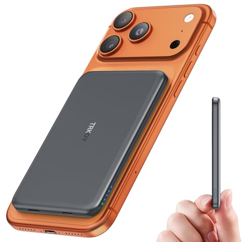 for Magsafe Portable Charger,5000mAh Slim Wireless Magnetic Power Bank with USB C Charging,Travel Essential for Magsafe Battery Pack Compatible with iPhone 17/16/15/14/13/12 Series,Graphite Gray