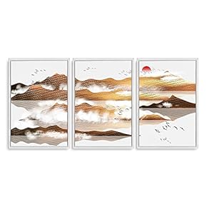 Incredible Artisanship Framed for Living Room Bedroom Abstract Great Landscape for x3 Panels it is good