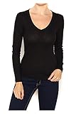 G2 Chic Women's Basic V-Neck Long Sleeve Thermal Jersey Knit Tee