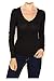 G2 Chic Women's Basic V-Neck Long Sleeve Thermal Jersey Knit Tee