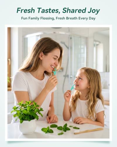 FAMILIFE Floss Picks, 240 Count Mint Dental Floss Cleaner, Tooth Picks Flossers with 4 Travel Handy Cases, Helps to Fight Tooth Decay and Keep Your Teeth Clean, Flossing Sticks for Family