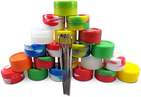 20 Nonstick Silicone WAX DAB Container , For Oil Wax Concentrate + FREE dabbers and extra smaller jar (20)