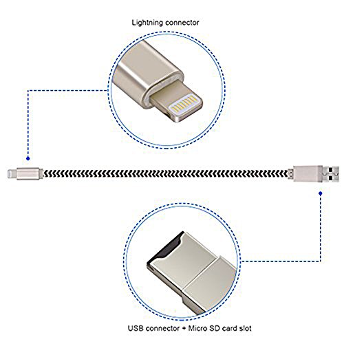 iDragon Memory Card Reader 2 in 1 Apple lightning cable Adapter and Data Sinc USB Charging Cable with external storage Micro SD Connector For iPhone 6/6 Plus/5/5s iPad iPod(Memory Card not included)