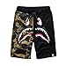 Athletic Pants Shark Pattern Camouflage Stitching Shorts Men Drawstring Sports Shorts