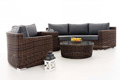 HomeStylist Gartengarnitur Polyrattan Eckbank Marvina Grau, Braun – Bild 7