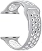 SELLERS360 Soft Durable Nike + Sport Replacement Wrist Strap for iWatch Series 1 Series 2 Apple watch band (Silver/White 42mm M/L)