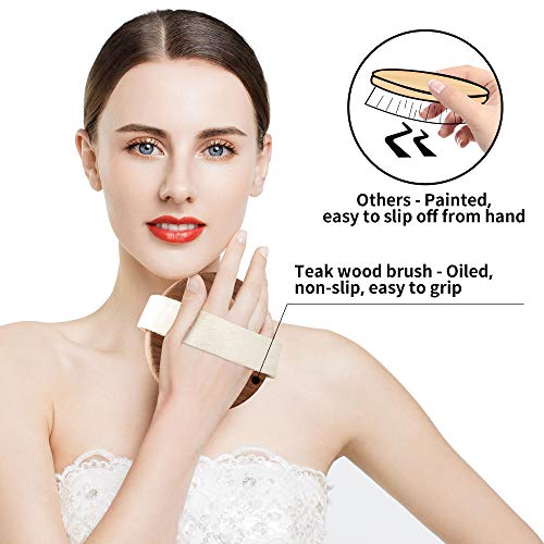 Teak Wood Bath Body Brush for Wet and Dry Brushing, Dry Body Scrubber