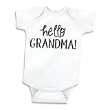 Bump and Beyond Designs Surprise Pregnancy Announcement for Grandma Hello Grandma (White 0-3 Months)