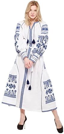 Boho Style Dress Embroidered Long Dress White Woman. Vyshyvanka Ukrainian