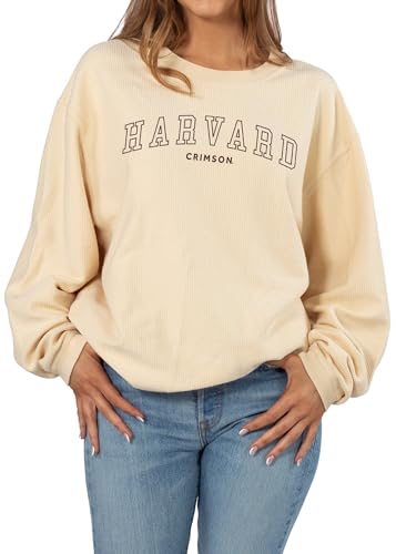 chicka-d Women's Oversized Original Corded Crew Fleece Sweatshirt NCAA Arch Ove…