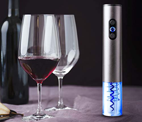 Elabo Electric Wine Opener - Electric Cordless Corkscrew Bottle Opener with Foil Cutter, Vacuum Stopper, Wine Pourer, Charger and 4 AA Rechargeable Batteries - Thumbnail 6