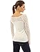 PattyBoutik Women Boat Neck Crochet Inset Sweater (Off-White Small)