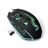 UHURU Wireless Gaming Mouse Rechargeable, Up to 4800DPI, 6 Programmable Button, 7 Color Changeable, 2.4G RGB USB Wireless Gaming Mouse for Computer, Laptop, Mac, PC