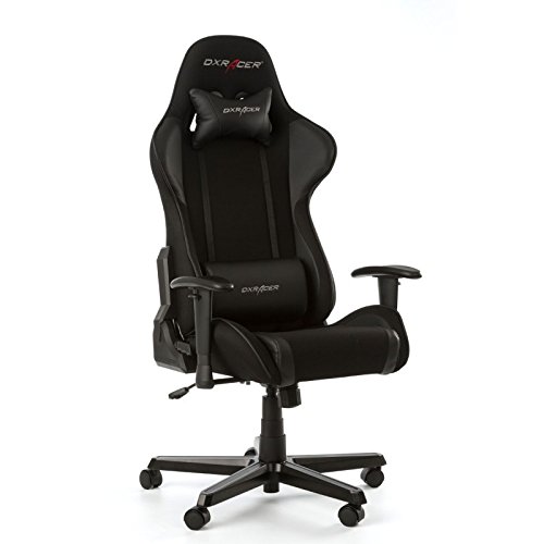 DXRacer Gaming Sessel, Lederimitat, schwarz, 86.5 x 68.5 x 35.3 cm