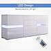 Mecor Sideboard Cabinet Buffet,Kitchen Sideboard and Storage Cabinet/TV Stand High Gloss LED Dining Room Server Console Table 2 Doors & 4 Drawers White