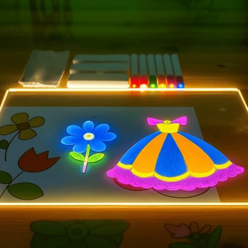 Quadro de Desenho Luminária LED para Escrita com 7 Canetas – Lousa de Mesa para Anotações em Acrílico com Efeito 3D