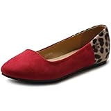 Ollio Women's Shoe Ballet Faux Suede Leopard Two Tone Colored Flat