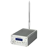 Retekess T6-A 1W 6W FM Transmitter Long Range Mini Radio Stereo Broadcast Station PLL LCD Display AUX in Line with Antenna Factory Church (Silver)