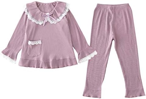 Viisen 女の子 パジャマ キッズ ガールズ 長袖 2点 セット ルームウェア かわいい レース110cm 170cm 親子服 子供服 ゆったり 寝間着 部屋着 肌着 快適 肌触りがいい 春夏秋冬