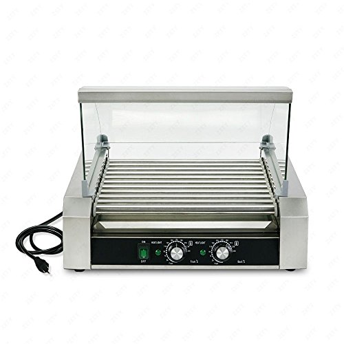 Senrob Electric 30 Hot Dog 11 Roller Grill Cooker Machine 2200-Watt with Cover for Commercial and Household Uses