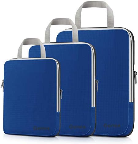 Gonex Compression Packing Cubes,3pcs L+M+S Expandable StorageTravel Bags Luggage Organizers(Deep Blue) 1 Gonex Compression Packing Cubes,3pcs L+M+S Expandable StorageTravel Bags Luggage Organizers(Deep Blue)