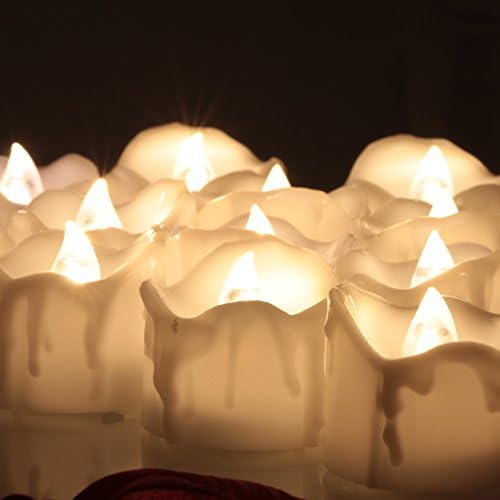 OMGAI 24 pcs LED Tea Lights with Timer Flameless Candles Realistic and Bright Flickering Electric Fake Candle Battery Operated 60+ Hours of Lighting Decorations for Home - Warm White