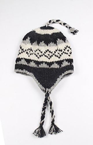 Nepal Sherpa Hand Knit Hat with Soft Ear Flaps (grey)