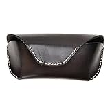 Unisex Semi Hard Genuine Leather Eyeglass Case With Belt Loop for Prescription Eyeglasses & Standard Sized Sunglasses, Coffee