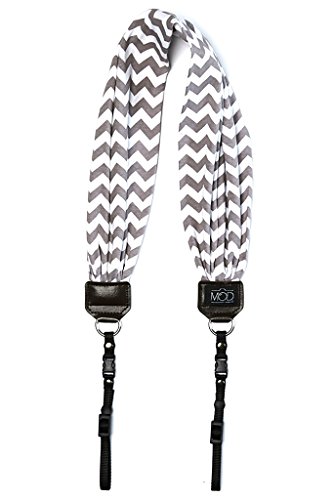 Mod Straps Camera Scarf Strap Grey and White Chevron