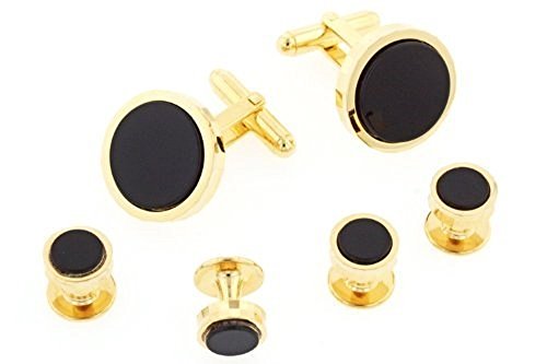 JJ Weston Onyx Tuxedo Cufflinks and Shirt Studs. Made in the USA.