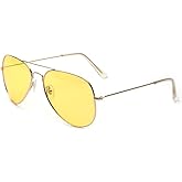 Outray Aviator Sunglasses for Men Women Night Vision Polarized Metal Frame Sunglasses for Driving-UV 400 Protection
