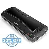 JZBRAIN Laminating Machine, Laminator Machine A4 Maxinmum, Quick Warm-up, Hot & Cold Fast Lamination (Black)